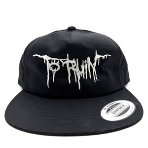 Yupoong Snapback Hat Black "TO RUIN" Embroidered Graphic Adjustable Streetwear